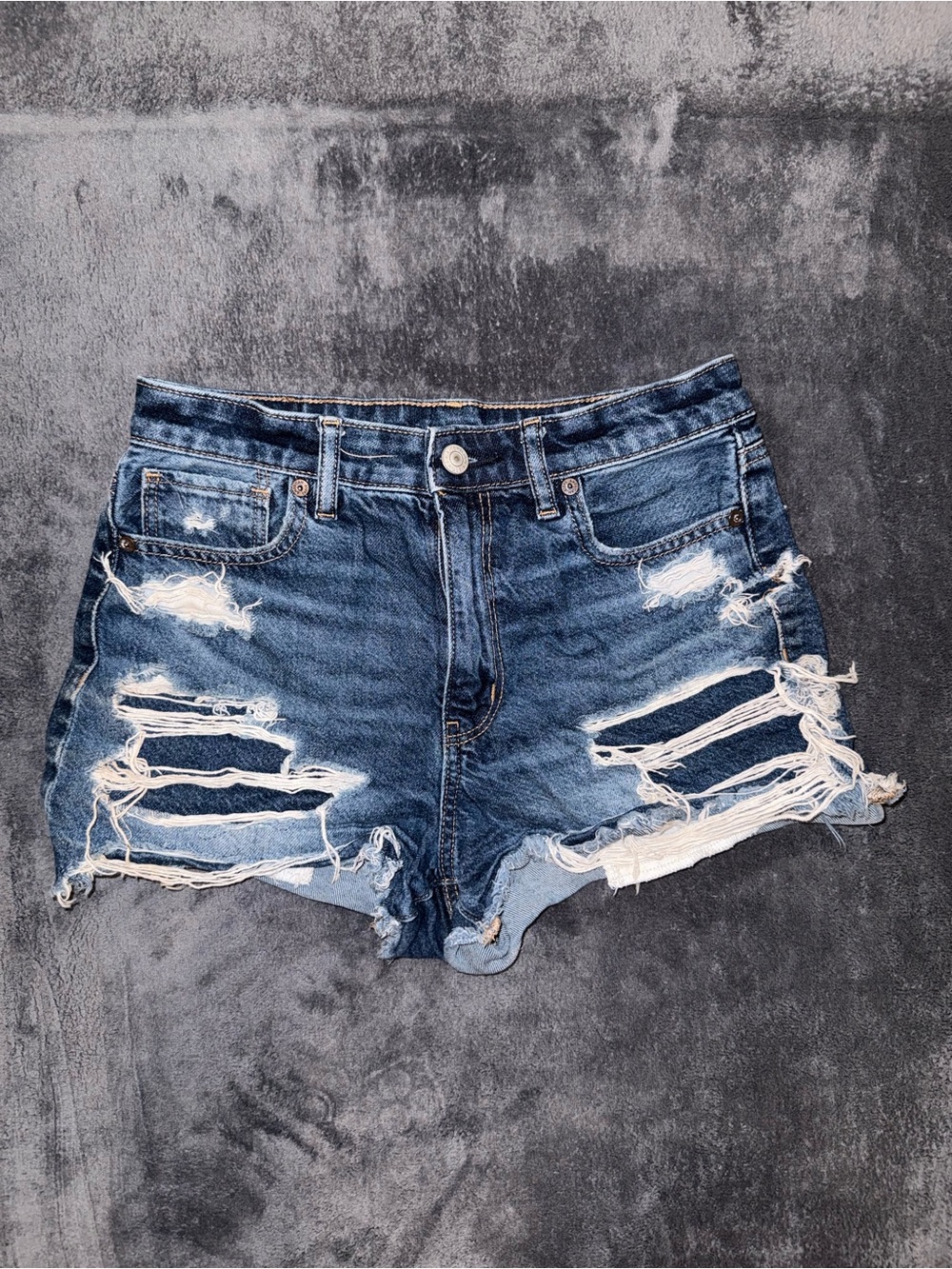 American Eagle Outfitters Distressed Medium Blue Denim Cutoff Shorts
